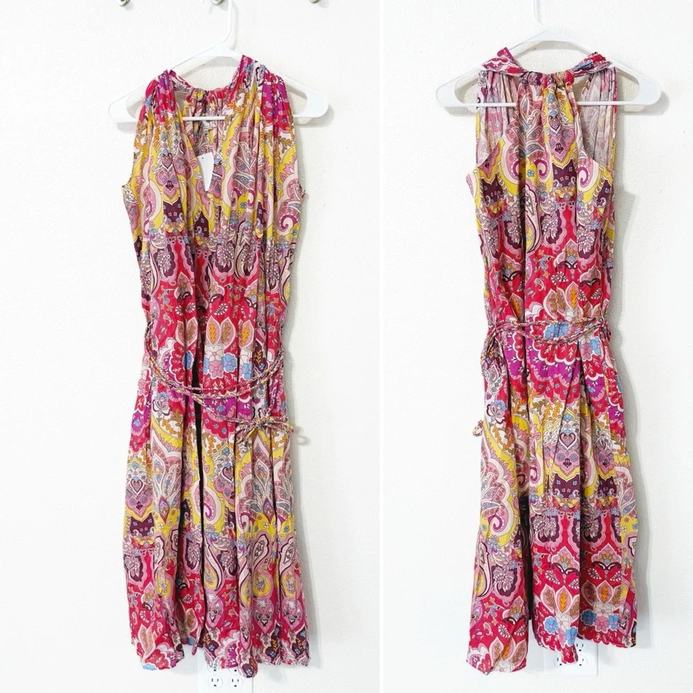 NWT Mille Marilyn Oversized Flowy Paisley Floral Belted Dress in Zanzibar XXS - Picture 6 of 10